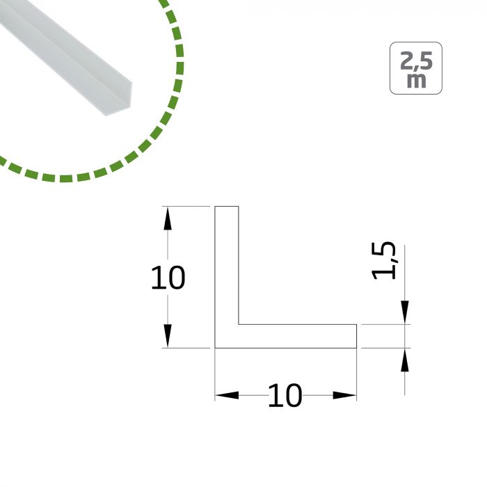 ANGULO ALUMINIO 10X10-2.5M.BLANCO 20615 2
