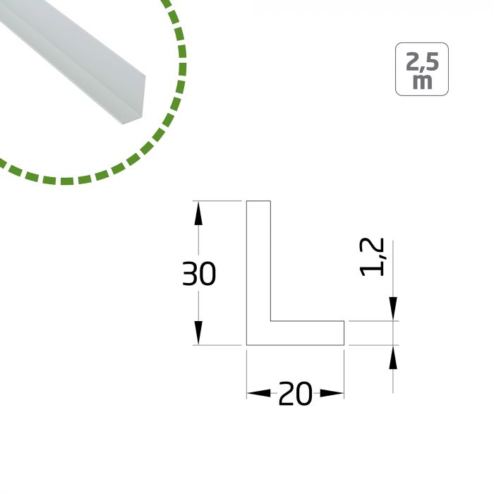ANGULO ALUMINIO 30X20-2.5M.BLANCO 20651 2