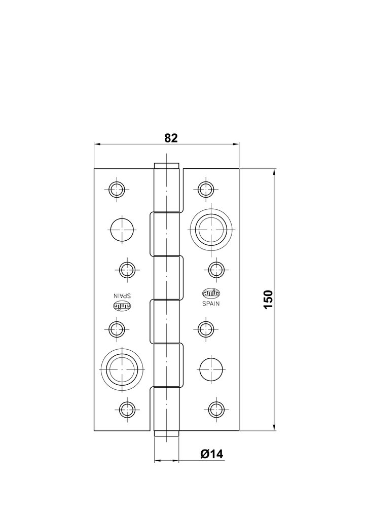 BISAGRA ANTIP CUADRADA SIN REMATE 150 X 82 565/INOX 4948 2