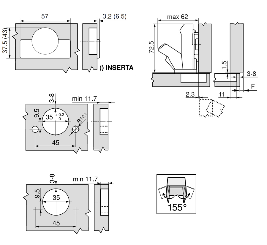 BISAGRA BLUM 71B7590  CLIP-TOP INS.155º 2