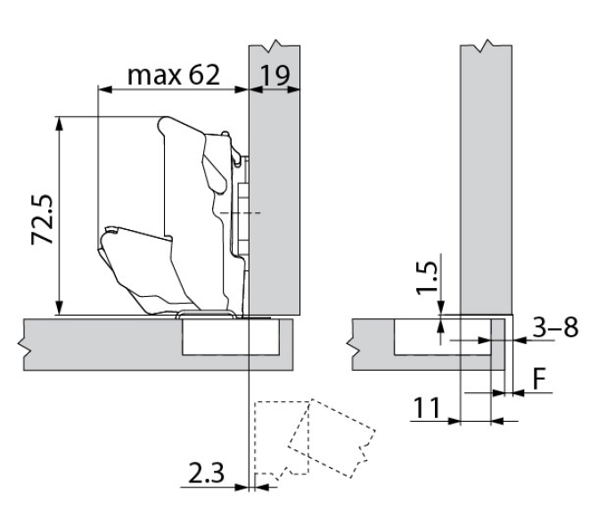 BISAGRA BLUM 71B7550 CLIP 155º ONIX FREN 2