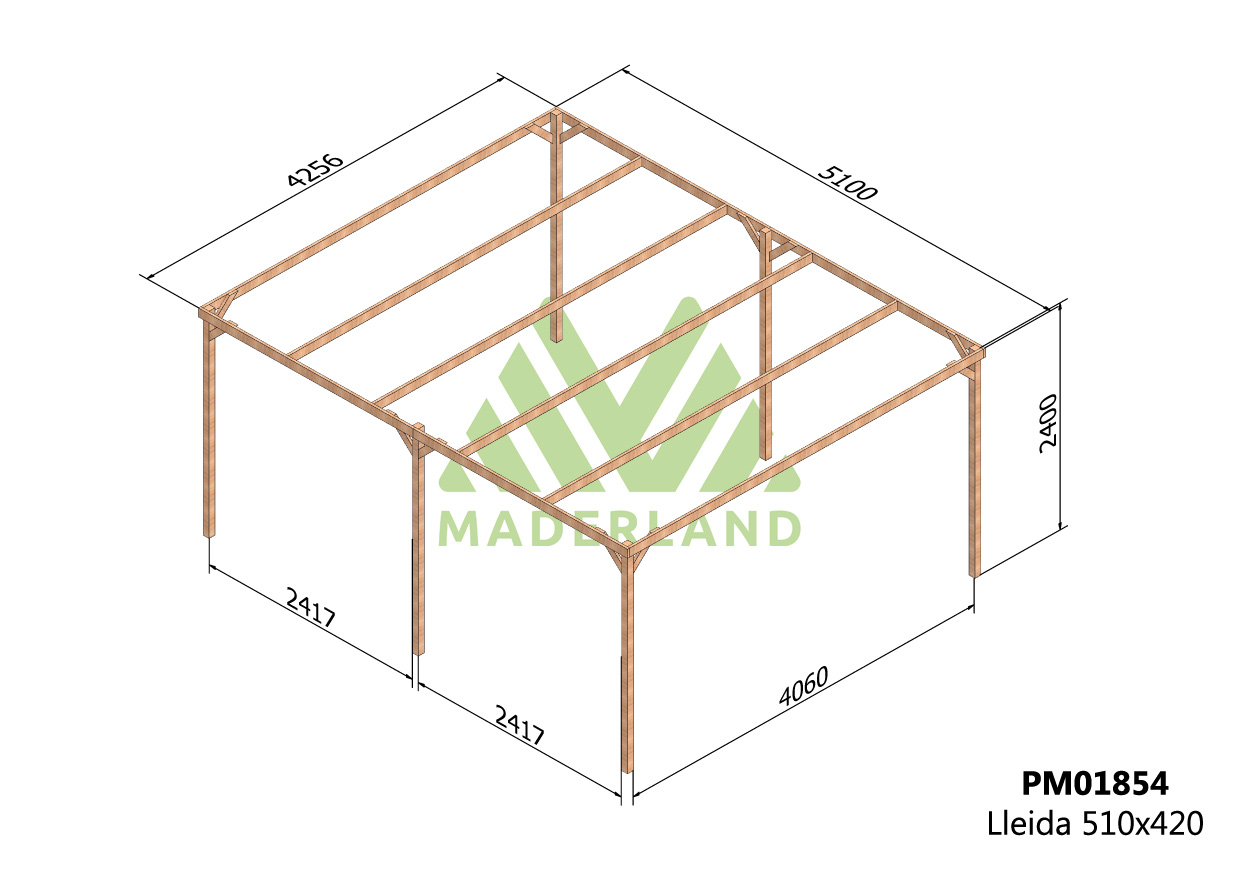 CARPORT PERGOLA LLEIDA 510 X 420 CM PM01854 2