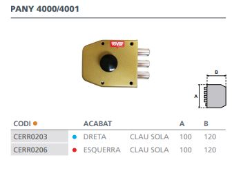 CERRADURA SOBREPONER SIN VARILLAS LLAVE SOLA 60/I ESMALTADA ORO 4001P 2