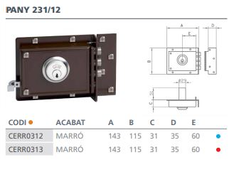 CERRADURA SANSON 231-12 I 231 IZQ. 2