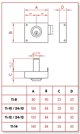 CERRADURA SOBREPONER 11-14 D 11-14 DER. 2