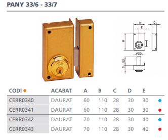 CERRADURA SOBREPONER 33- 7 D 33-7 DER. 2