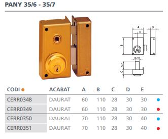 CERRADURA SOBREPONER 35- 6 D 35 6 DER. 2