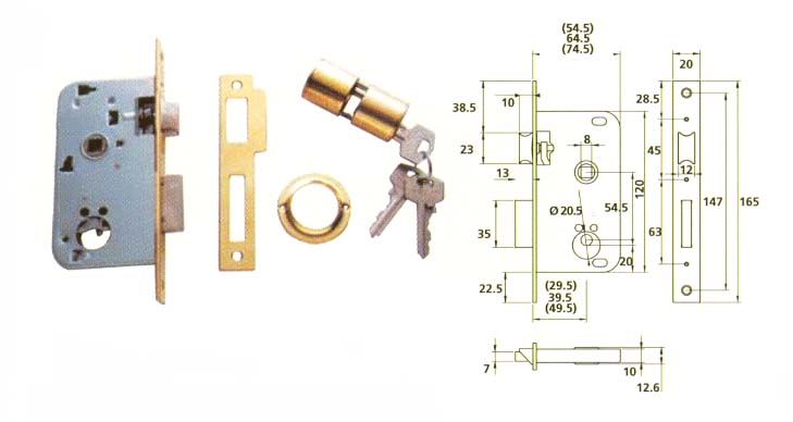 CERRADURA EMBUTIR SERIE 202000-40 H.LATO