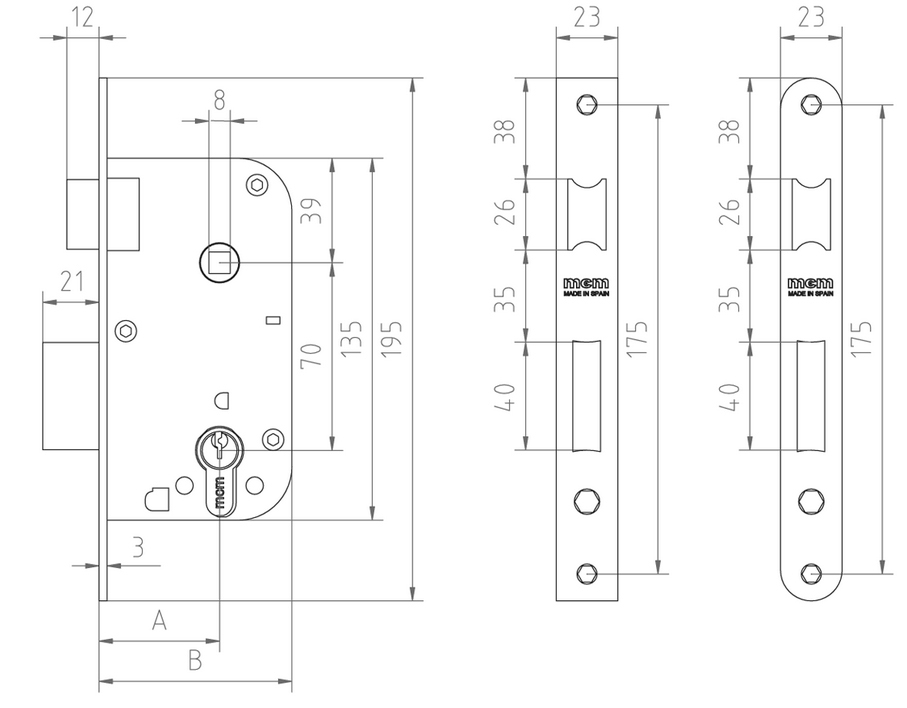 CERRADURA EMBUTIR SERIE 1300 1301 NIQUELADO 40 1301-140A311 2