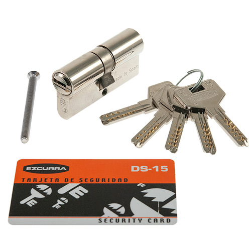 CILINDRO SEGURIDAD DS15 LEVA LARGA 30-40 MM, CROMO MATE, 5 LLAVES 1003271 3