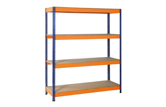 ESTANTERIA METAL 4 ESTANTES MADERA SIN TORNILLOS 190 X 150 X 60 CM AZUL/NARANJA 102803 1