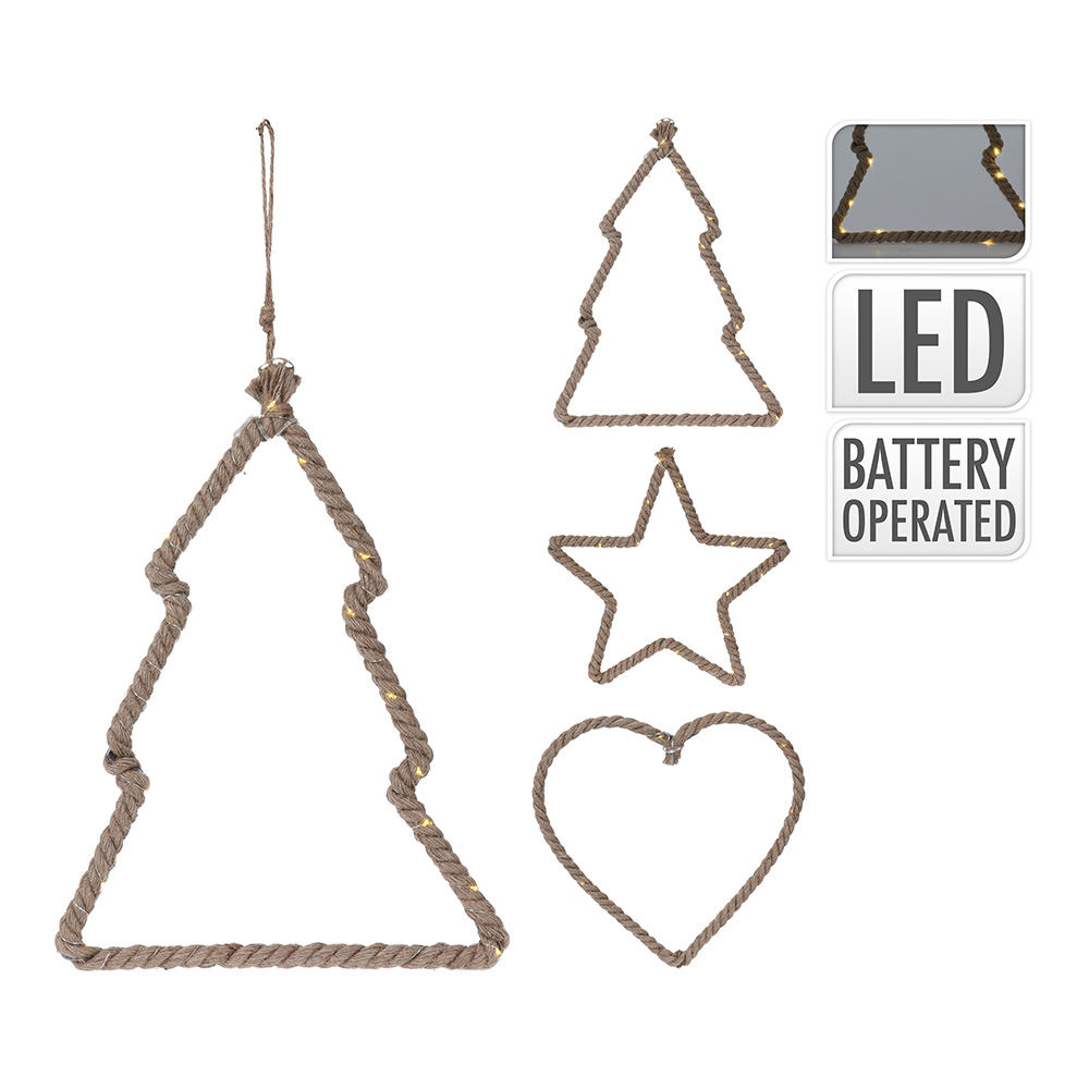 FIGURA DECORACION YUTE C/LED 25CM  72047
