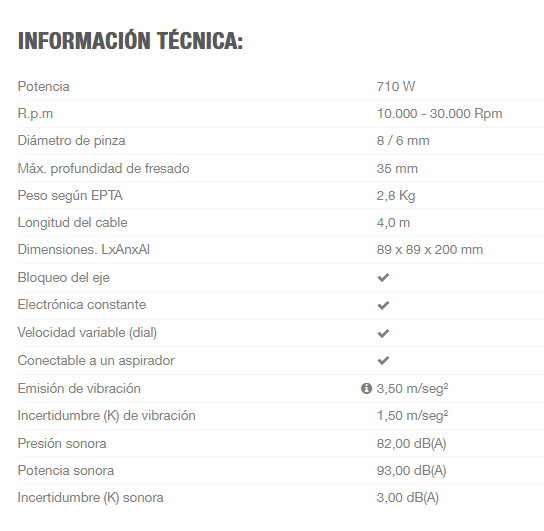FRESADORA MULTIFUNCION VARIAS BASES 710 W 8 MM RT0700CX2 3