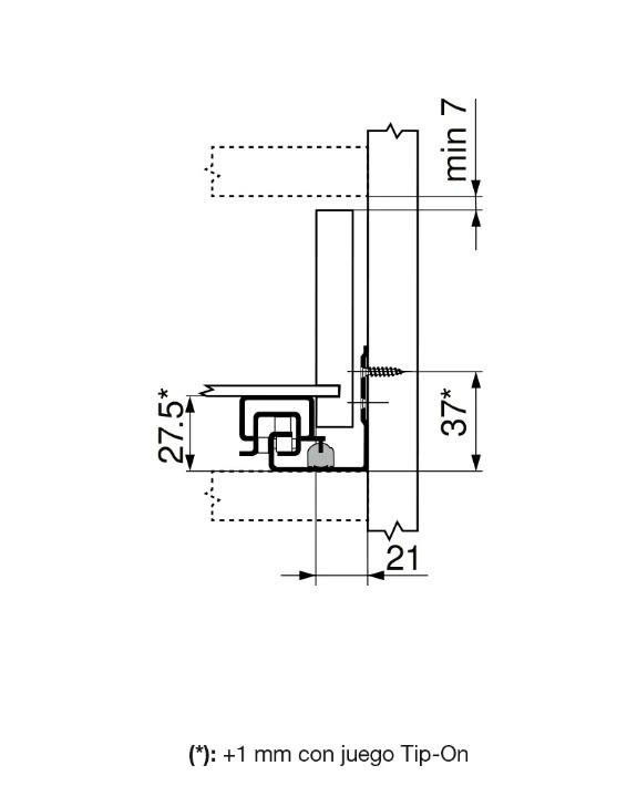 GUIA P/CAJONES 560H TANDEM (B) 450MM 4