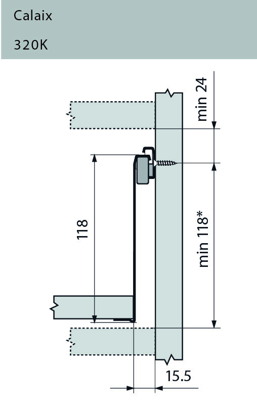 GUIA P/CAJONES 320K BLUM(118)  550MM 2