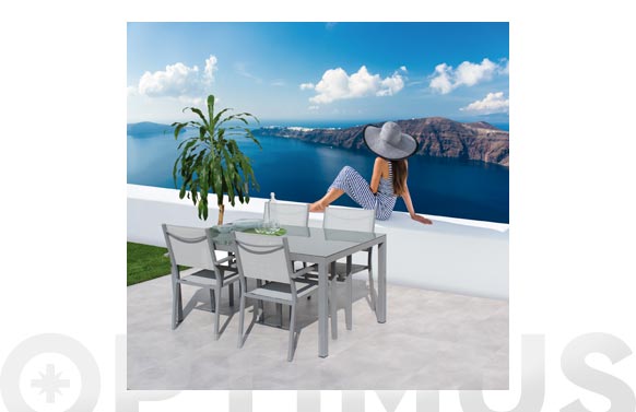 MESA ALUMINIO CRISTAL SILV150 X 90 CM