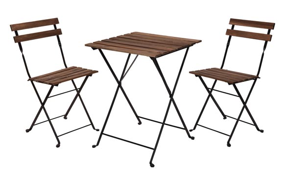 MESA MADERA METAL + 2 SILL55 X 54 CM