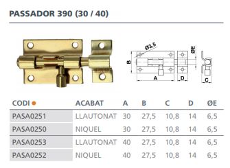 PASADOR 390 40X28MM LATONADO 1137 2