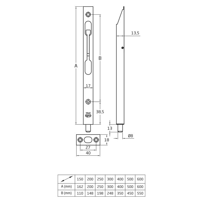 PASADOR 401-300 CROMADO MATE AGB 2