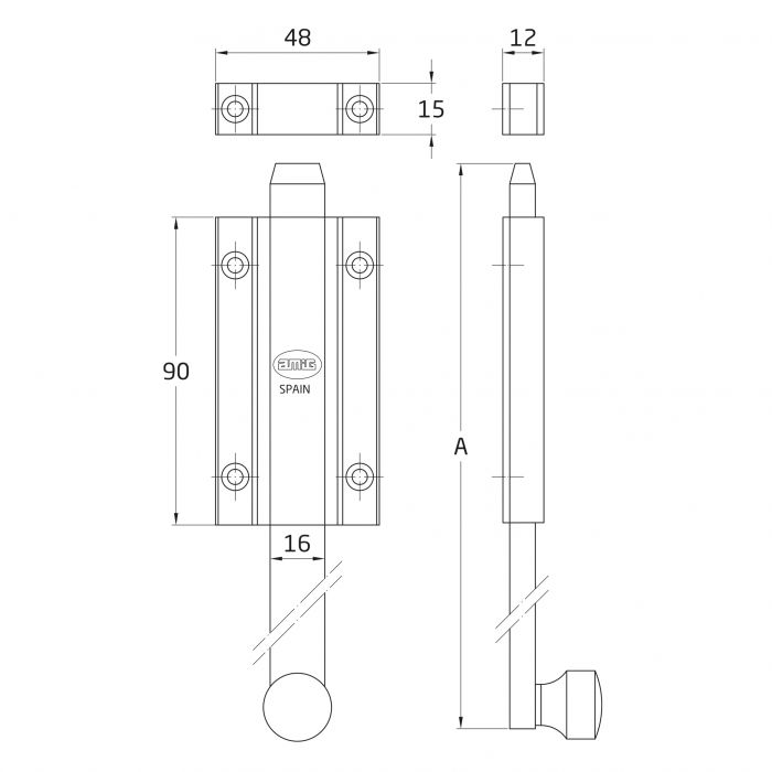 PASADOR 3700-400 L/CROMO MATE AMIG 2