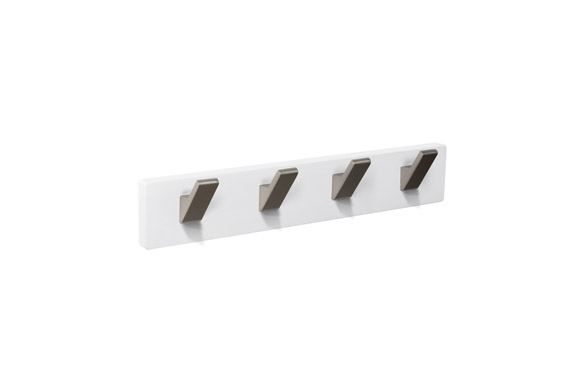 PERCHA PARED MADERA BLANCA4 GANCHOS INOX