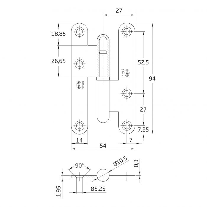 PERNIO 405-9,5 A.INOX 18/8 DERECHA 2