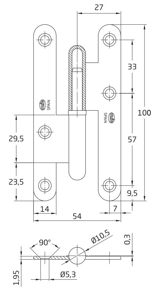 PERNIO 405-100 A.INOX 18/8 IZQUIERDA 2