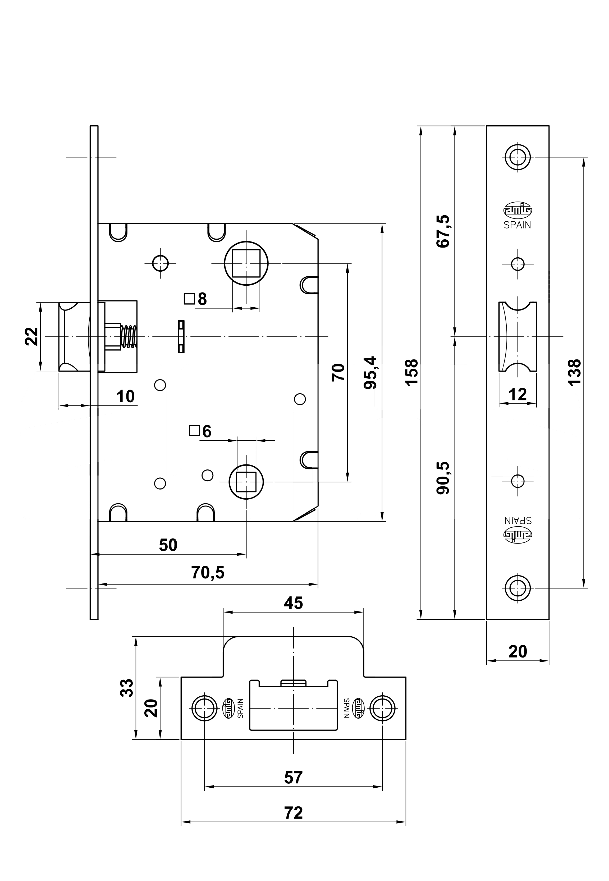 PICAPORTE UNIFIC RECTO AMIG 4100-70 H.LA 2