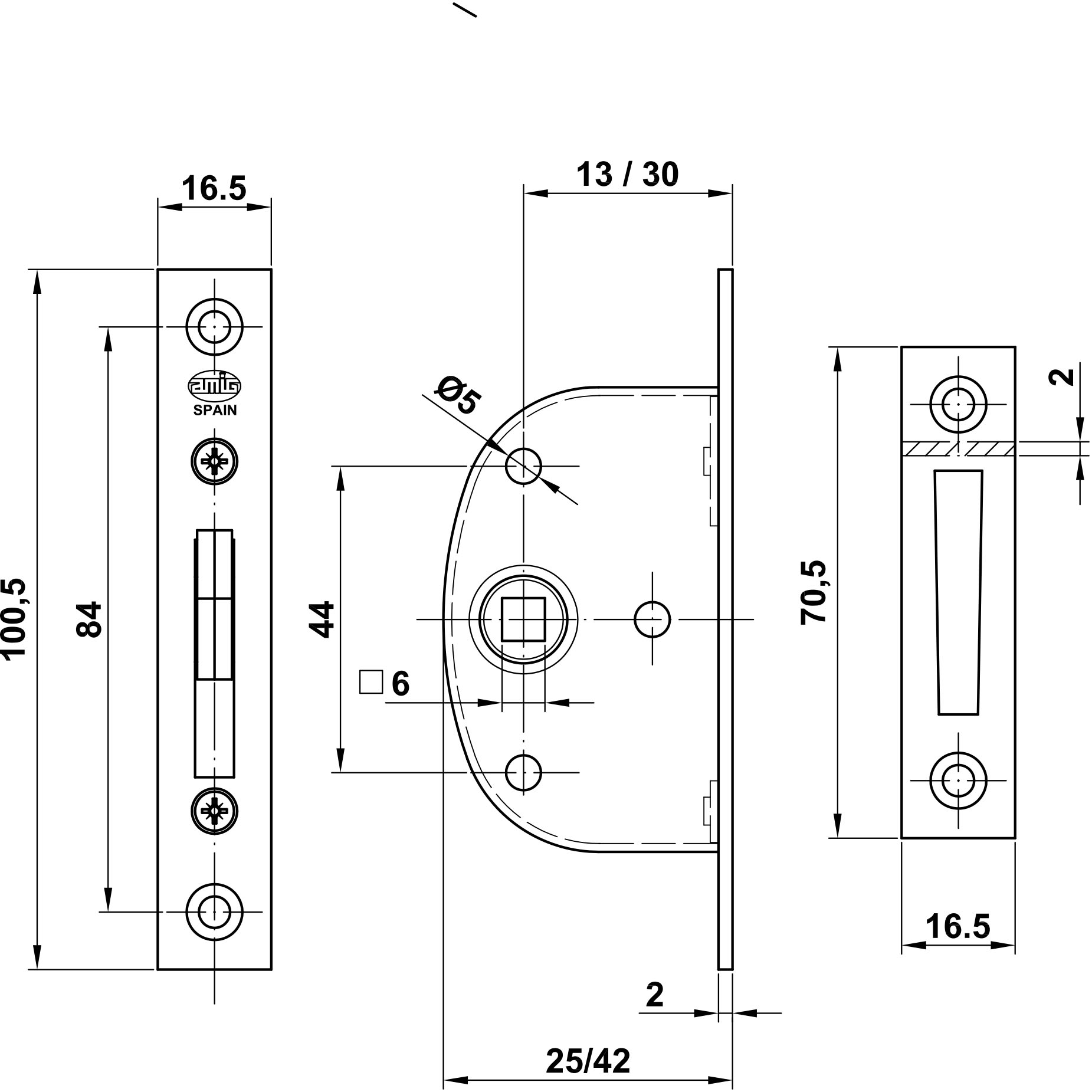 PICAPORTE EMBUTIR 21/30 LTDO.(30MM)17936 2