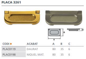 PLACA CON ASA NIQUEL CEPILLADO 3261038 2