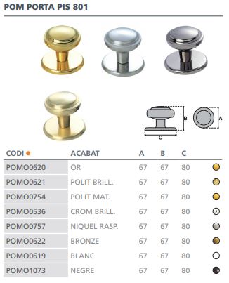 POMO PUERTA PLANO FERCROM 801-PUL/MATE 2