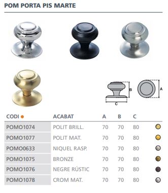 POMO PUERTA MARTE 70M/M 3600300-BRONCE 2