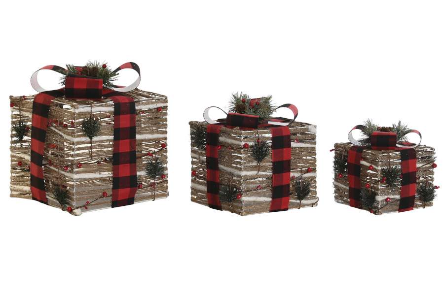 REGALO SET 3 LED RATAN NATURAL 206922