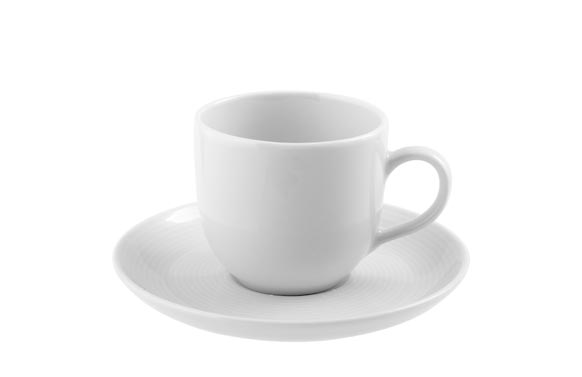 TAZA CAFE CON PLATO PORCELGRABADO BLANCO
