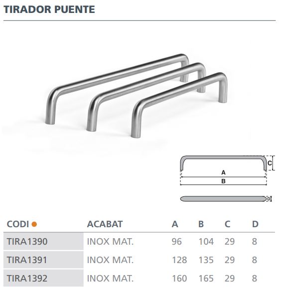 TIRADOR INOX MATE      8MM  /96  4505201 2