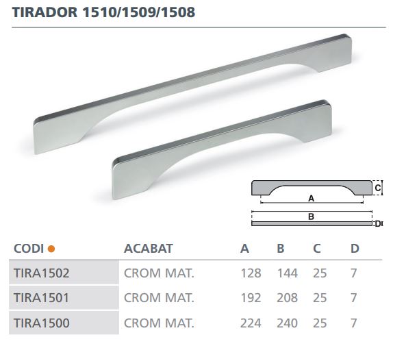 TIRADOR CROMO MATE 1508 (224MM)  6004001 2