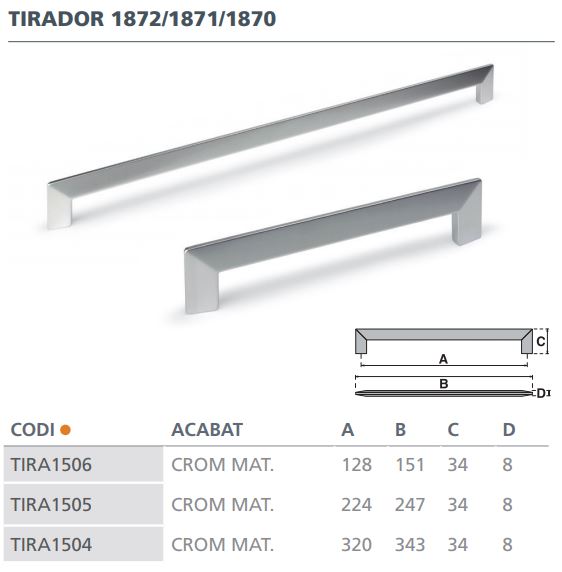 TIRADOR CROMO MATE 1872 (128MM)  6024003 2