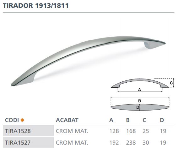 TIRADOR CROMO MATE 1811 (192MM)  6134001 2