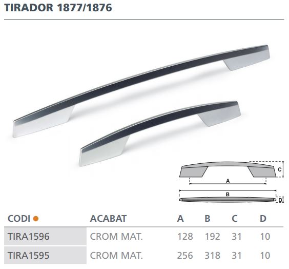 TIRADOR CROMO MATE 1877 (128MM)  6614002 2