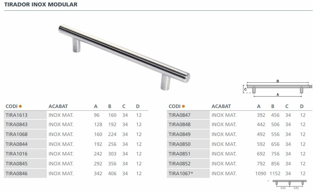 TIRADOR MODUL. I1012096I2I2  ( 96 MM) 2
