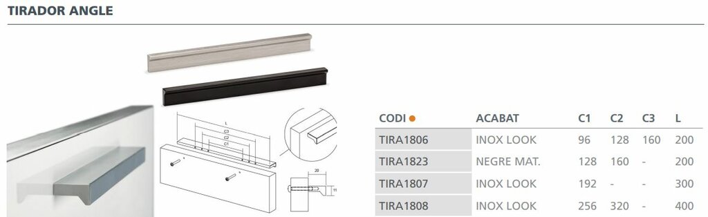 TIRADOR VIEFE ANGLE 0077256L24 INOX LOOK 5