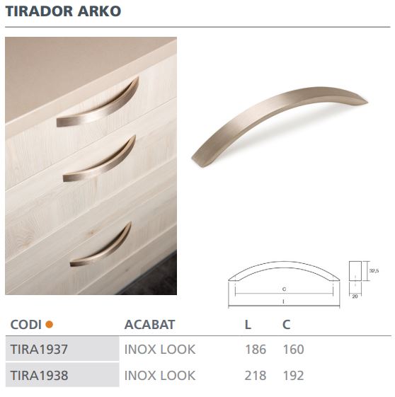 TIRADOR VIEFE ARKO  0312192L24 INOX LOOK 3