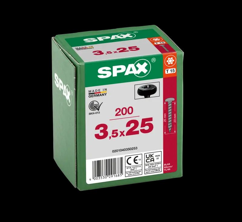 TORNILLO SPAX C/RE NEGRO 3,5X25 T15 200U 3