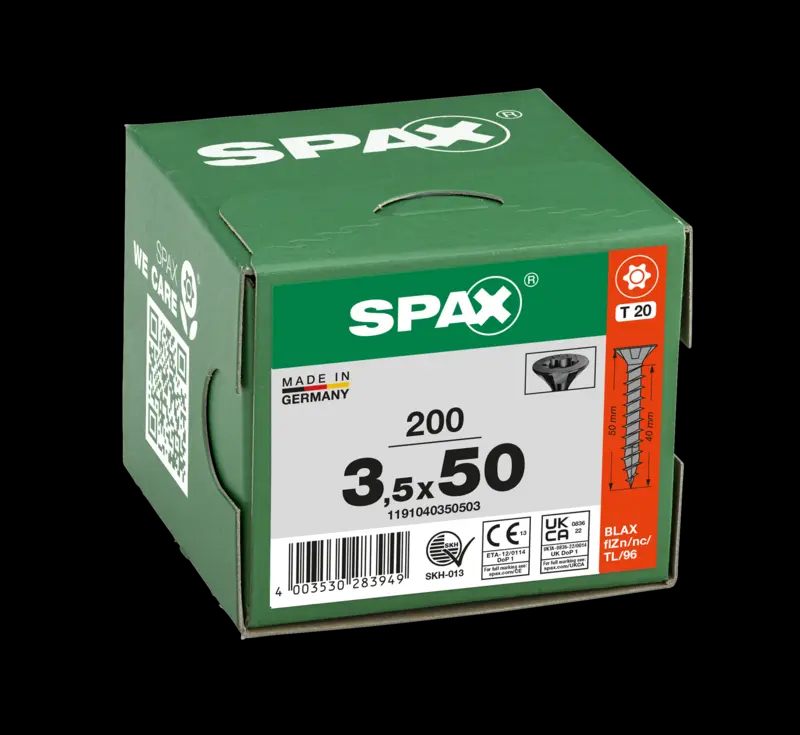 TORNILLO SPAX C/AV NEGRO 3,5X50 T20 200U 3