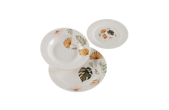 VAJILLA PORCELANA 18 PIEZAROXANNE HOJAS