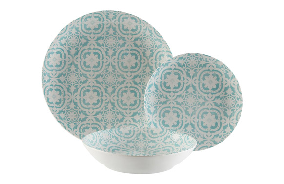 VAJILLA PORCELANA 18 PIEZACIRYL AQUAMARI