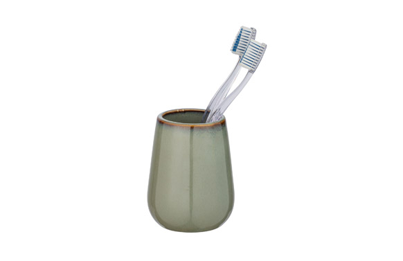 VASO PORTACEPILLO CERAMICO VERDE OLIVA SIRMIONE 24876 1